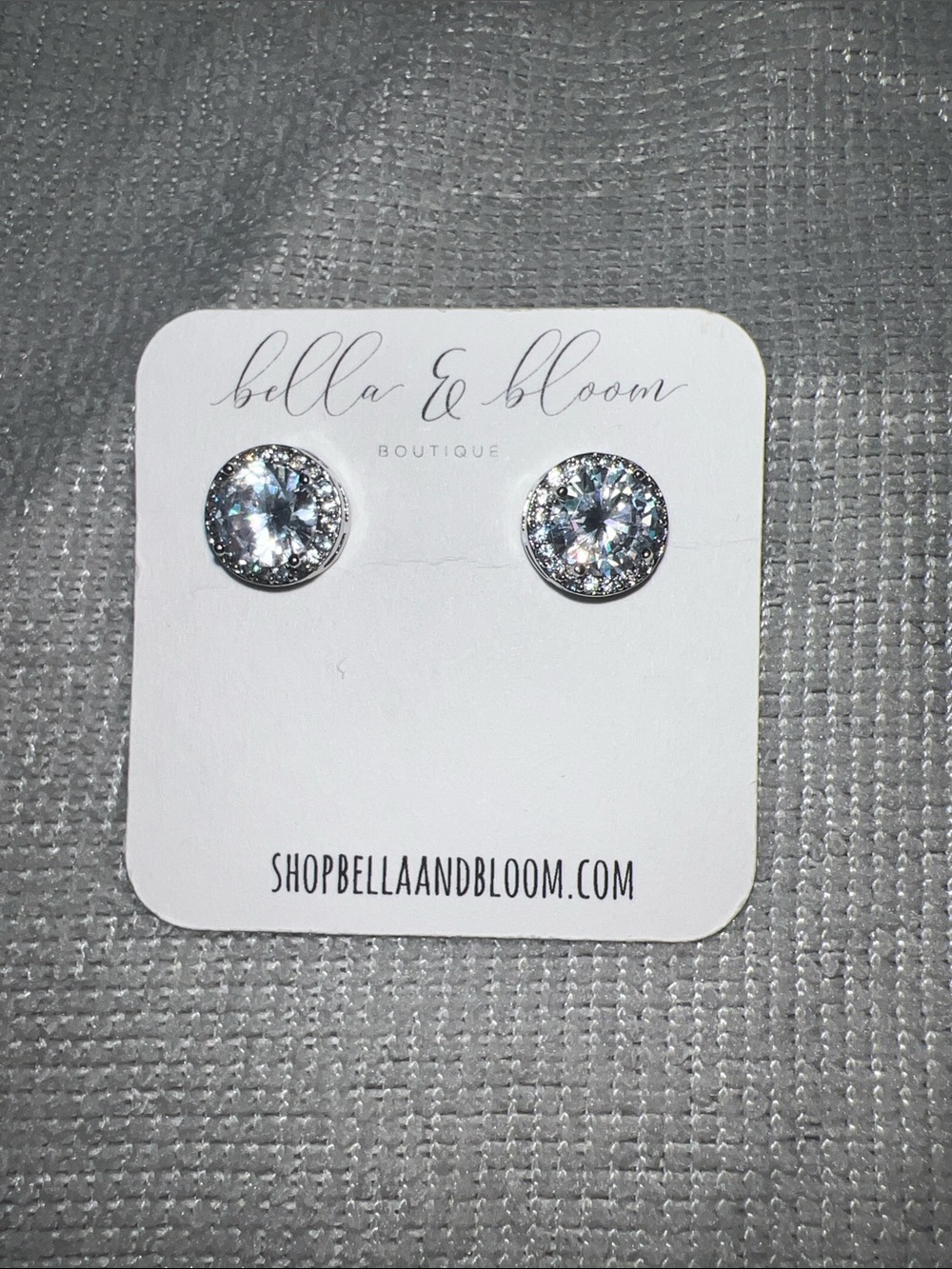 Bella & Bloom Clear CZ Stud Earrings - Silver-Tone Sparkle with free bracelet!